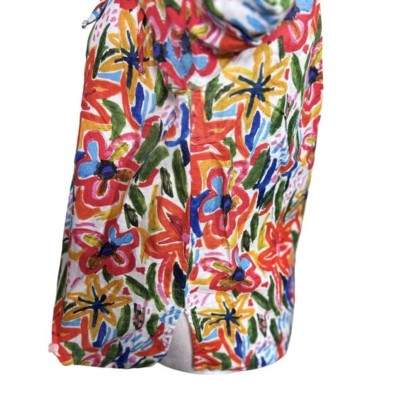 Hester & Orchard Linen Blend Size M Colorful Womens 3/4 Sleeve Shirt Cotton/Line - Picture 10 of 10